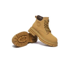 Women Chunky Boots Premium Leather Lace Up Boots Stephanie -Shoe Store leather boots chunky boots lace up women stephanie 20