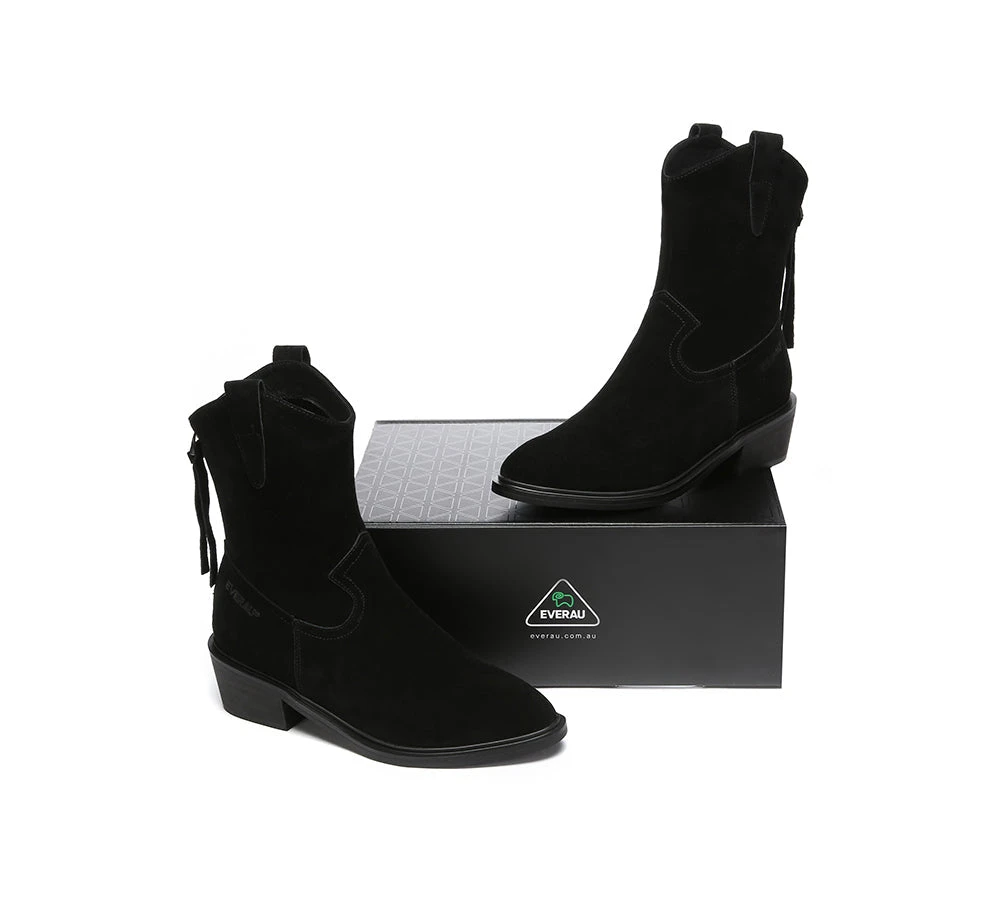 Women Leather Boots Zipper Pointed Toe Block Heeled Boots Lewis 13 Women Leather Boots Zipper Pointed Toe Block Heeled Boots Lewis - Image 11