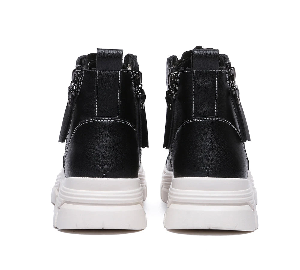 Women Leather Boots Lace-Up Zipper Chunky Boots Lorrine 15 Women Leather Boots Lace-Up Zipper Chunky Boots Lorrine - Image 13