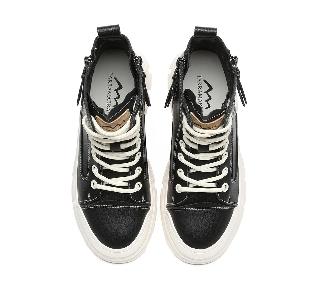 Women Leather Boots Lace-Up Zipper Chunky Boots Lorrine 14 Women Leather Boots Lace-Up Zipper Chunky Boots Lorrine - Image 12