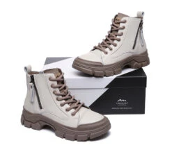 Women Leather Boots Lace-Up Zipper Chunky Boots Lorrine 18 Women Leather Boots Lace-Up Zipper Chunky Boots Lorrine -Shoe Store leather boots lace up and zipper chunky leather boots women lorrine 3