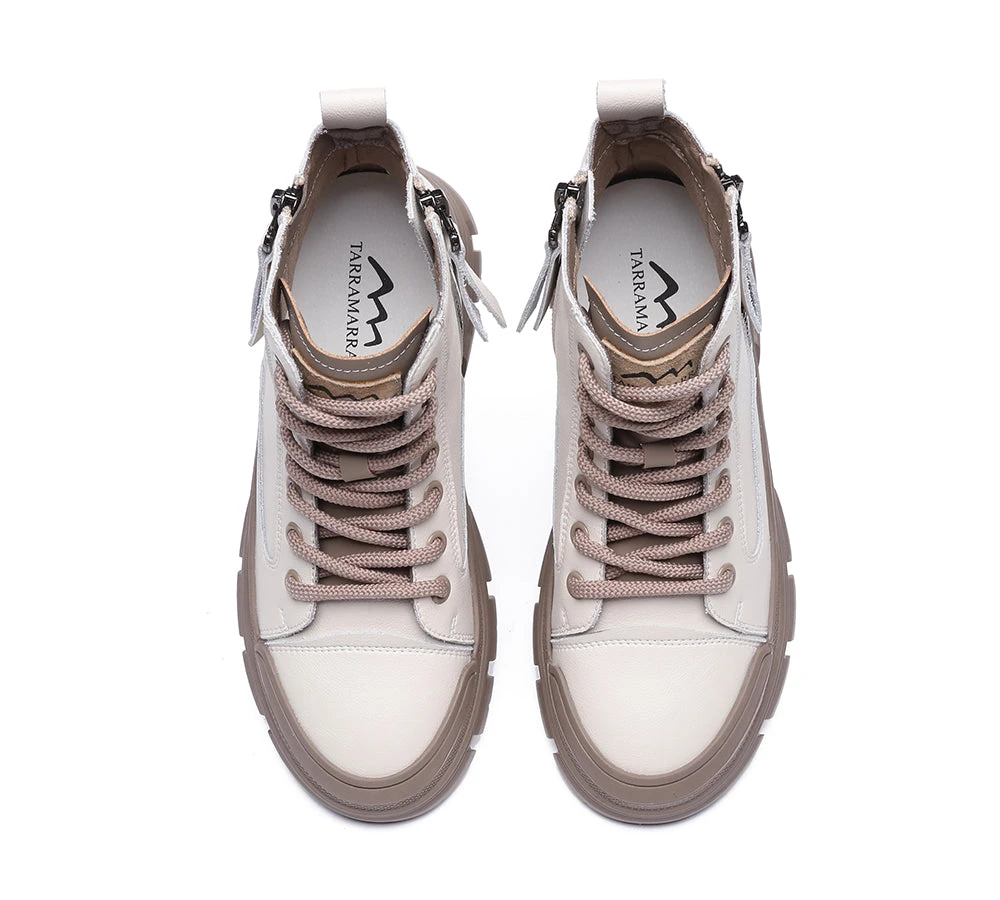 Women Leather Boots Lace-Up Zipper Chunky Boots Lorrine 8 Women Leather Boots Lace-Up Zipper Chunky Boots Lorrine - Image 6