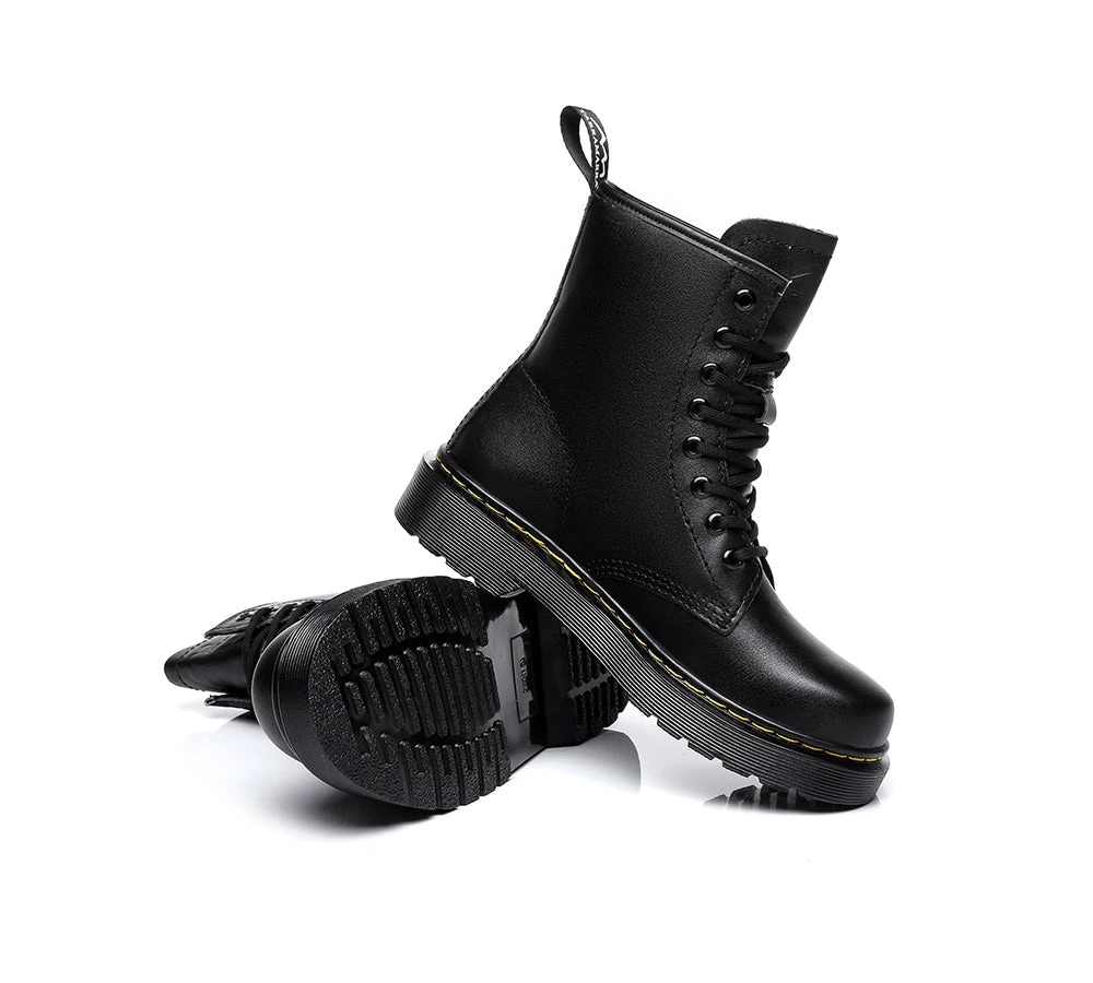 Women Leather Boots Hi Lift Platform Lace Up Boots Simona 4 Women Leather Boots Hi Lift Platform Lace Up Boots Simona - Image 2