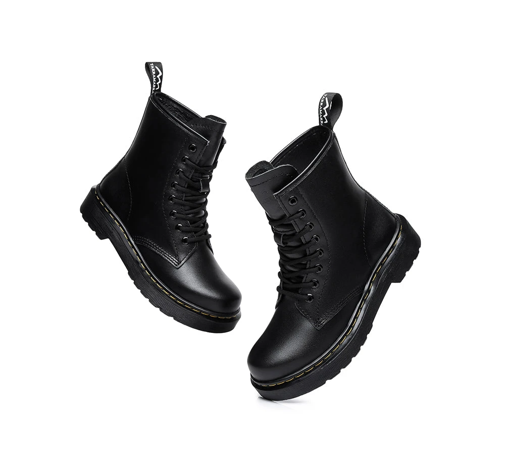 Women Leather Boots Hi Lift Platform Lace Up Boots Simona 6 Women Leather Boots Hi Lift Platform Lace Up Boots Simona - Image 4