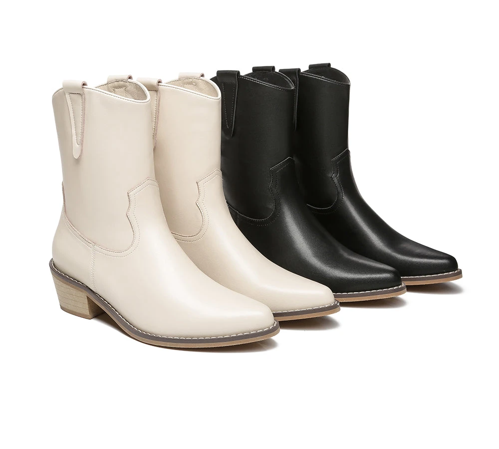 Women Leather Boots Claudia Mid Calf Pointed Toe 3 Women Leather Boots Claudia Mid Calf Pointed Toe