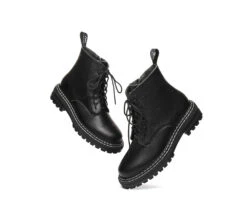 Women Leather Boots Black Zipper Chunky Marten Boots Leona 13 Women Leather Boots Black Zipper Chunky Marten Boots Leona -Shoe Store leather boots zipper chunky black leather boots women leona 5
