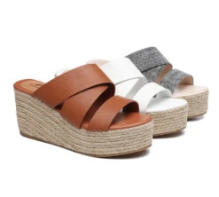 Women'S Crossover-Strap Platform Heels Slip-On Sandal Slides Wedges Julie