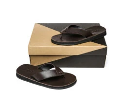 Unisex Leather Slides Thongs Sandals Flats Murphy -Shoe Store slides as murphy unisex leather slides thong 3