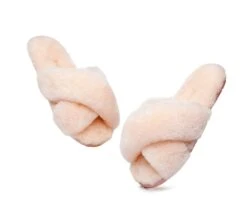 UGG Slides Sheepskin Wool Crossover Fluffy Slides Linty -Shoe Store slides as ugg crossover slides linty 10