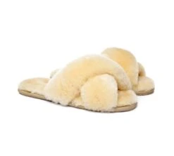 UGG Slides Sheepskin Wool Crossover Fluffy Slides Linty -Shoe Store slides as ugg crossover slides linty 14