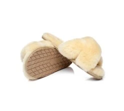 UGG Slides Sheepskin Wool Crossover Fluffy Slides Linty -Shoe Store slides as ugg crossover slides linty 15
