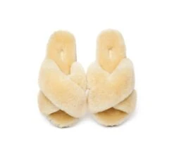 UGG Slides Sheepskin Wool Crossover Fluffy Slides Linty -Shoe Store slides as ugg crossover slides linty 17
