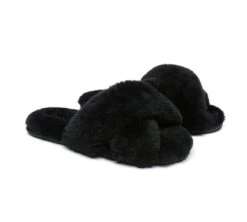 UGG Slides Sheepskin Wool Crossover Fluffy Slides Linty -Shoe Store slides as ugg crossover slides linty 20