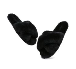 UGG Slides Sheepskin Wool Crossover Fluffy Slides Linty -Shoe Store slides as ugg crossover slides linty 22