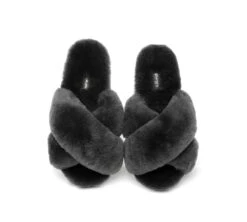 UGG Slides Sheepskin Wool Crossover Fluffy Slides Linty -Shoe Store slides as ugg crossover slides linty 4