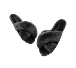 UGG Slides Sheepskin Wool Crossover Fluffy Slides Linty -Shoe Store slides as ugg crossover slides linty 5