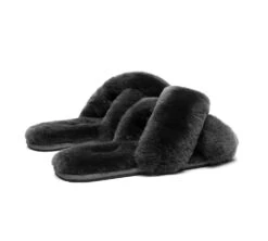 UGG Slides Sheepskin Wool Crossover Fluffy Slides Linty -Shoe Store slides as ugg crossover slides linty 6