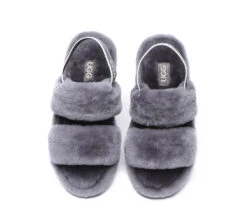 Women Fluffy Slides Sheepskin Wool Slingback Sandals Lonnie -Shoe Store slides as ugg slingback fluffy slides women lonnie 17