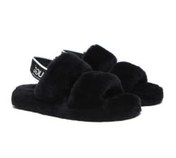 Women Fluffy Slides Sheepskin Wool Slingback Sandals Lonnie -Shoe Store slides as ugg slingback fluffy slides women lonnie 19