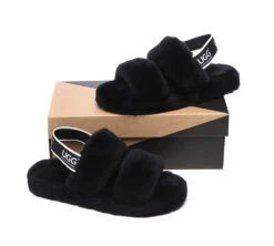 Women Fluffy Slides Sheepskin Wool Slingback Sandals Lonnie -Shoe Store slides as ugg slingback fluffy slides women lonnie 20