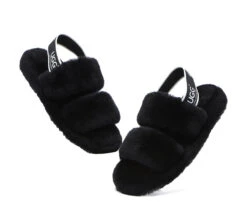 Women Fluffy Slides Sheepskin Wool Slingback Sandals Lonnie -Shoe Store slides as ugg slingback fluffy slides women lonnie 24