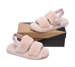 Women Fluffy Slides Sheepskin Wool Slingback Sandals Lonnie -Shoe Store slides as ugg slingback fluffy slides women lonnie 4