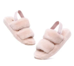 Women Fluffy Slides Sheepskin Wool Slingback Sandals Lonnie -Shoe Store slides as ugg slingback fluffy slides women lonnie 8