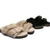 Australian Sheepskin Double Straps Fuzzy Slide Sandals -Shoe Store slides as ugg women fluffy flat sandal slide myla 1