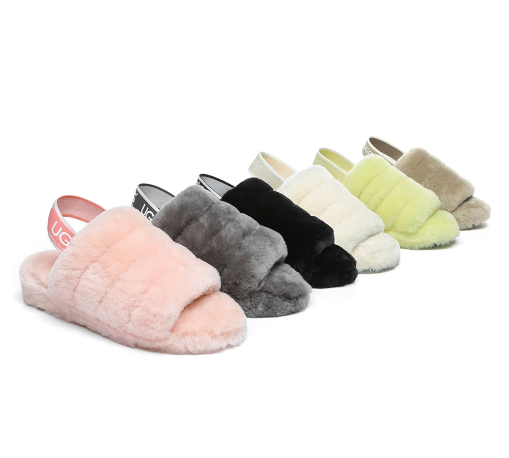 Women Fluffy Slide Sheepskin Wool Nonslip Sandals Puffy 3 Women Fluffy Slide Sheepskin Wool Nonslip Sandals Puffy