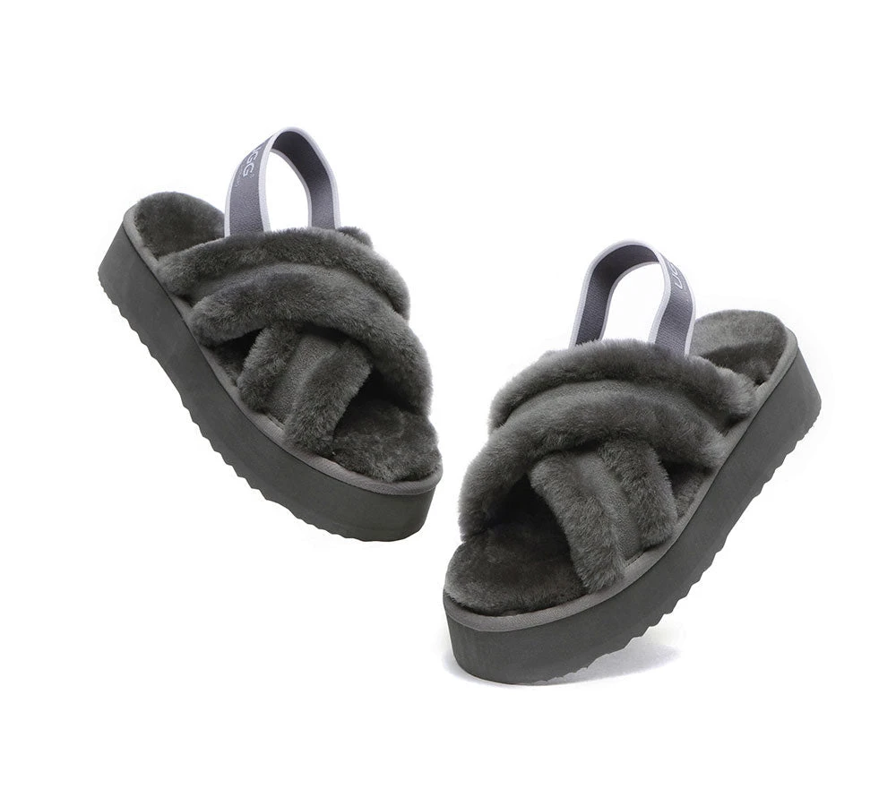 UGG Slides Women High Platform Cross-Over Fluffy Sandals Aditi 22 UGG Slides Women High Platform Cross-Over Fluffy Sandals Aditi - Image 20