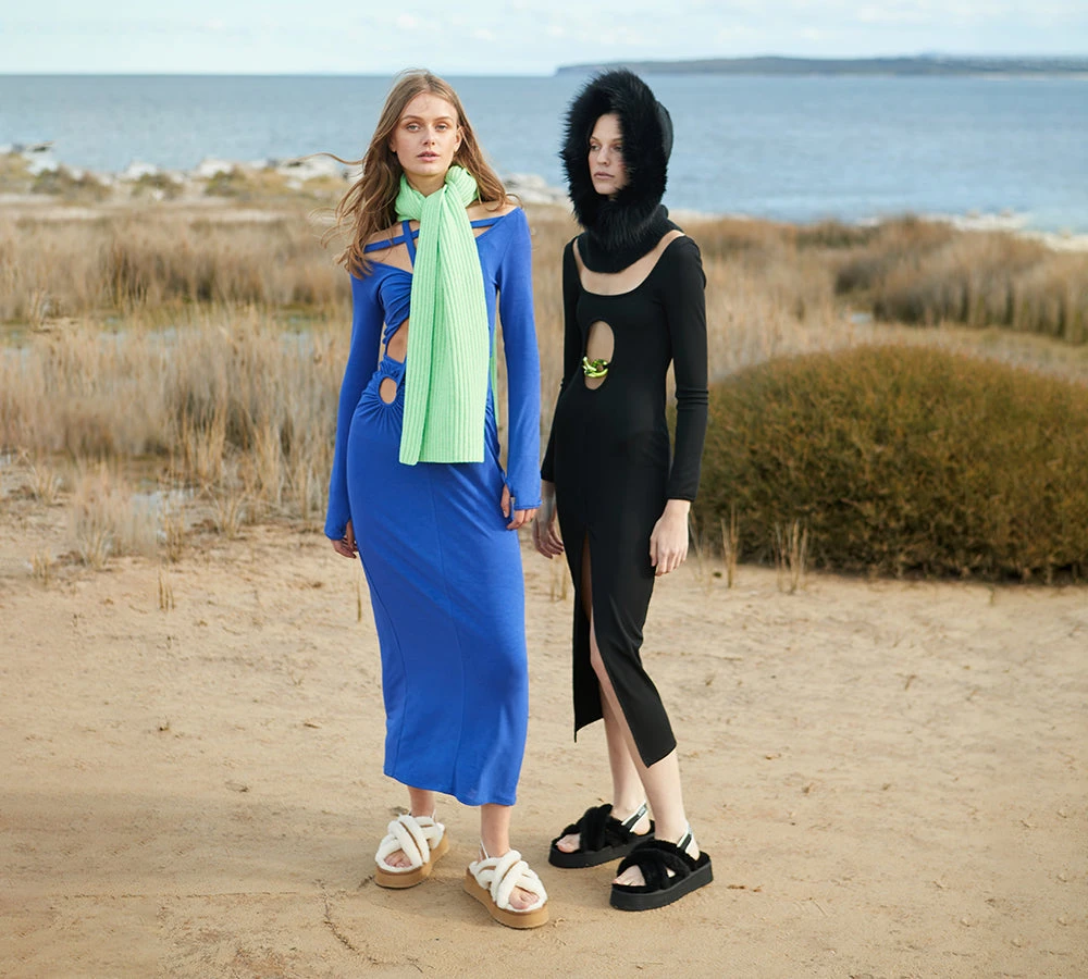 UGG Slides Women High Platform Cross-Over Fluffy Sandals Aditi 4 UGG Slides Women High Platform Cross-Over Fluffy Sandals Aditi - Image 2