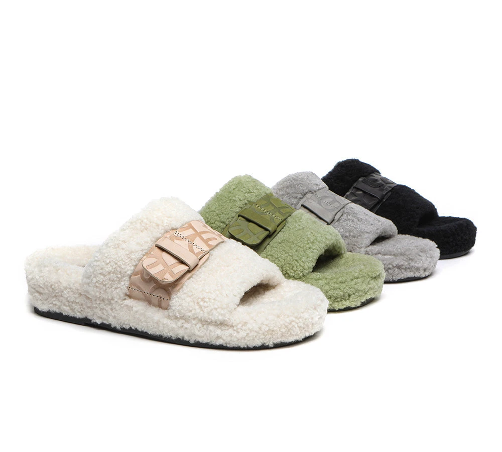 UGG Women Slides Curly Sheepskin Wool Slip-on Sandals Flats Croft 3 UGG Women Slides Curly Sheepskin Wool Slip-on Sandals Flats Croft