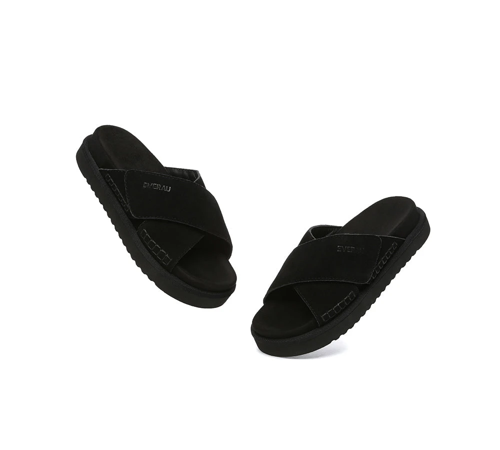 Women Sandals Suede Adjustable Crossover Slip-on Summer Slides Lilac 15 Women Sandals Suede Adjustable Crossover Slip-on Summer Slides Lilac - Image 13