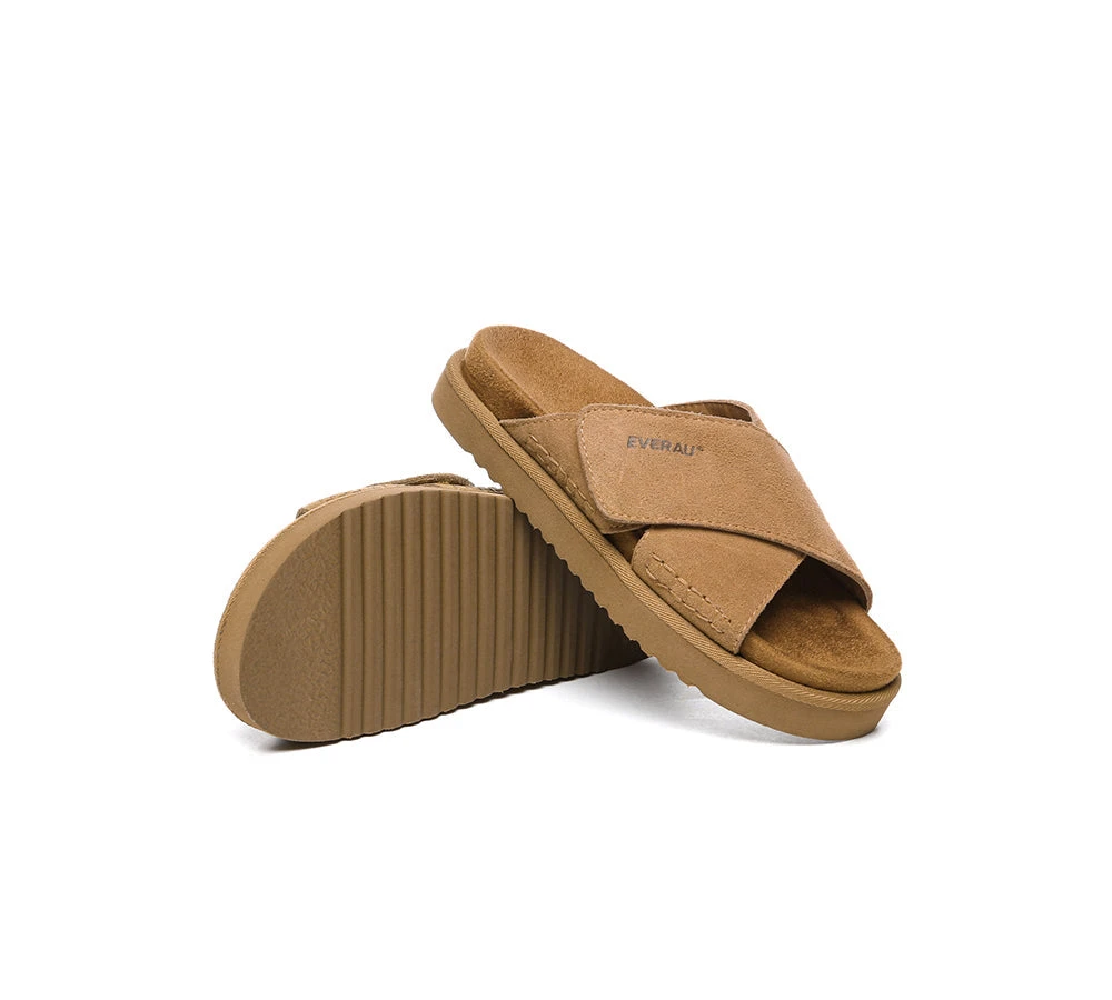 Women Sandals Suede Adjustable Crossover Slip-on Summer Slides Lilac 6 Women Sandals Suede Adjustable Crossover Slip-on Summer Slides Lilac - Image 4