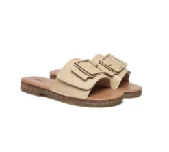 Women Leather Flats Buckle Top Ultra Soft Slides Summer Sandals Bera -Shoe Store slides everau women leather buckle adjustable ultra soft flat slides bera 20