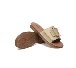 Women Leather Flats Buckle Top Ultra Soft Slides Summer Sandals Bera -Shoe Store slides everau women leather buckle adjustable ultra soft flat slides bera 21