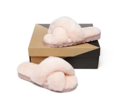 UGG Slides Women Fluffy Cross Slides Sandals Leanna Scuff 32 UGG Slides Women Fluffy Cross Slides Sandals Leanna Scuff -Shoe Store slides leanna women fluffy crossover slides 10