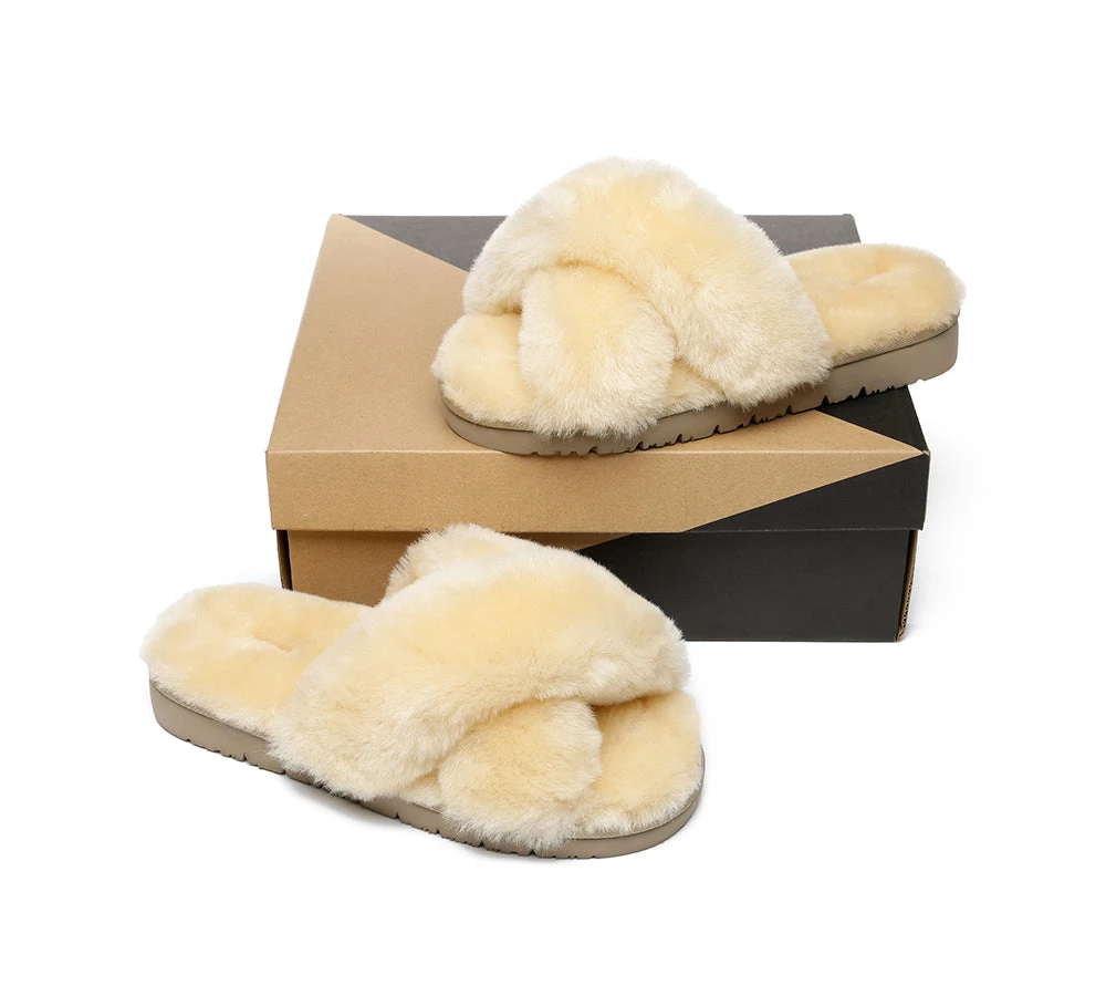 UGG Slides Women Fluffy Cross Slides Sandals Leanna Scuff 7 UGG Slides Women Fluffy Cross Slides Sandals Leanna Scuff - Image 5
