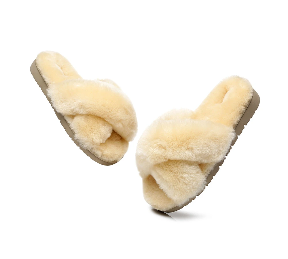 UGG Slides Women Fluffy Cross Slides Sandals Leanna Scuff 8 UGG Slides Women Fluffy Cross Slides Sandals Leanna Scuff - Image 6