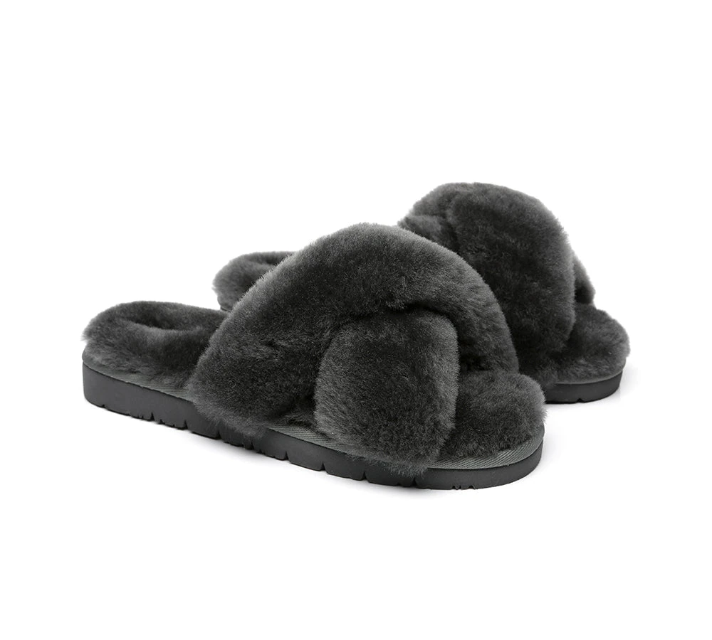 UGG Slides Women Fluffy Cross Slides Sandals Leanna Scuff 17 UGG Slides Women Fluffy Cross Slides Sandals Leanna Scuff - Image 15