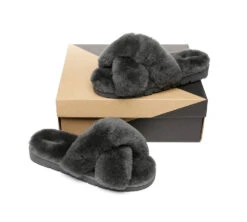 UGG Slides Women Fluffy Cross Slides Sandals Leanna Scuff 38 UGG Slides Women Fluffy Cross Slides Sandals Leanna Scuff -Shoe Store slides leanna women fluffy crossover slides 24