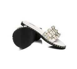 Women Leather Flats Slides With Pearls Junia 19 Women Leather Flats Slides With Pearls Junia -Shoe Store slides leather flat slides with pearls women junia 10