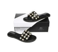 Women Leather Flats Slides With Pearls Junia 26 Women Leather Flats Slides With Pearls Junia -Shoe Store slides leather flat slides with pearls women junia 3