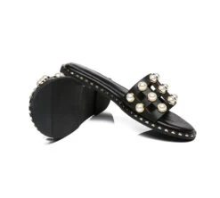 Women Leather Flats Slides With Pearls Junia 25 Women Leather Flats Slides With Pearls Junia -Shoe Store slides leather flat slides with pearls women junia 4