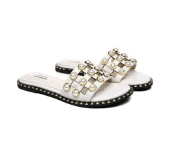 Women Leather Flats Slides With Pearls Junia 18 Women Leather Flats Slides With Pearls Junia -Shoe Store slides leather flat slides with pearls women junia 8