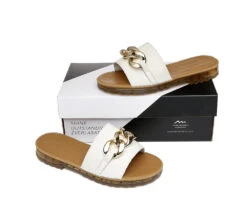 Women Leather Slides Ultra Soft Footbed Flats Jianna -Shoe Store slides leather flat slides women jianna ultra soft footbed 9