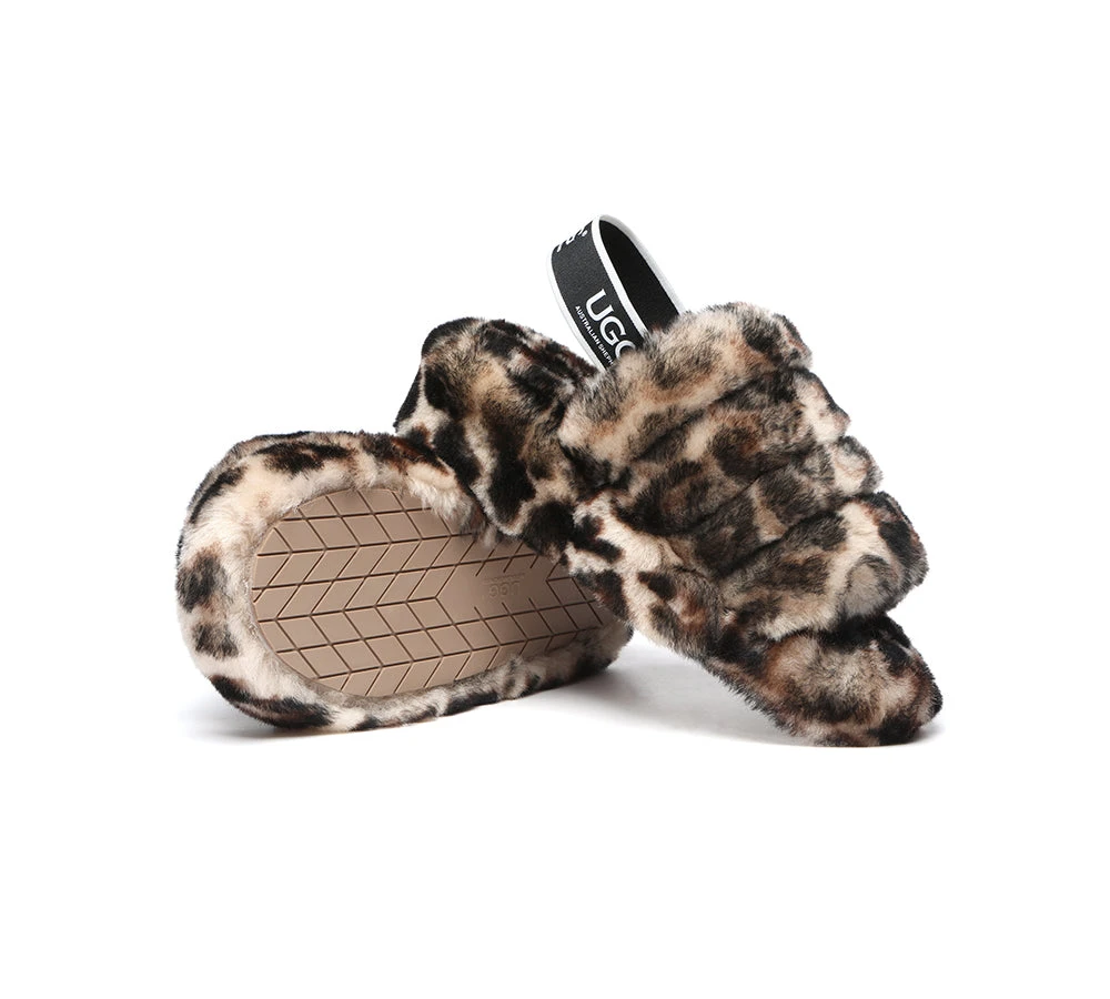 UGG Slides Women Sheepskin Wool Leopard Print Fluffy Sandals Pamela 5 UGG Slides Women Sheepskin Wool Leopard Print Fluffy Sandals Pamela - Image 3