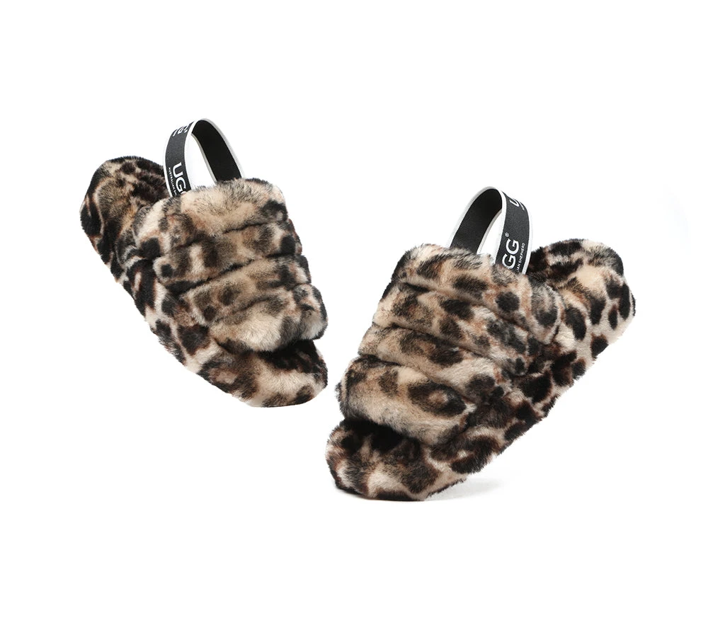 UGG Slides Women Sheepskin Wool Leopard Print Fluffy Sandals Pamela 6 UGG Slides Women Sheepskin Wool Leopard Print Fluffy Sandals Pamela - Image 4