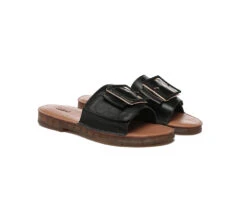Women Leather Flats Buckle Top Ultra Soft Slides Summer Sandals Bera -Shoe Store slides women leather buckle top ultra soft slides bera 11