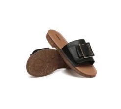 Women Leather Flats Buckle Top Ultra Soft Slides Summer Sandals Bera -Shoe Store slides women leather buckle top ultra soft slides bera 12